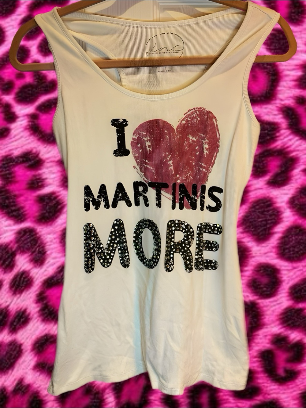 I ♥ Martinis More Graphic Tank Top - Cream with Red Heart Logo
